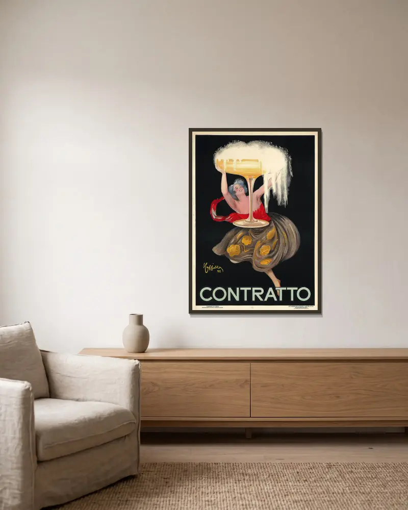 Contratto von Leonetto Cappiello gerahmt an einer Wand