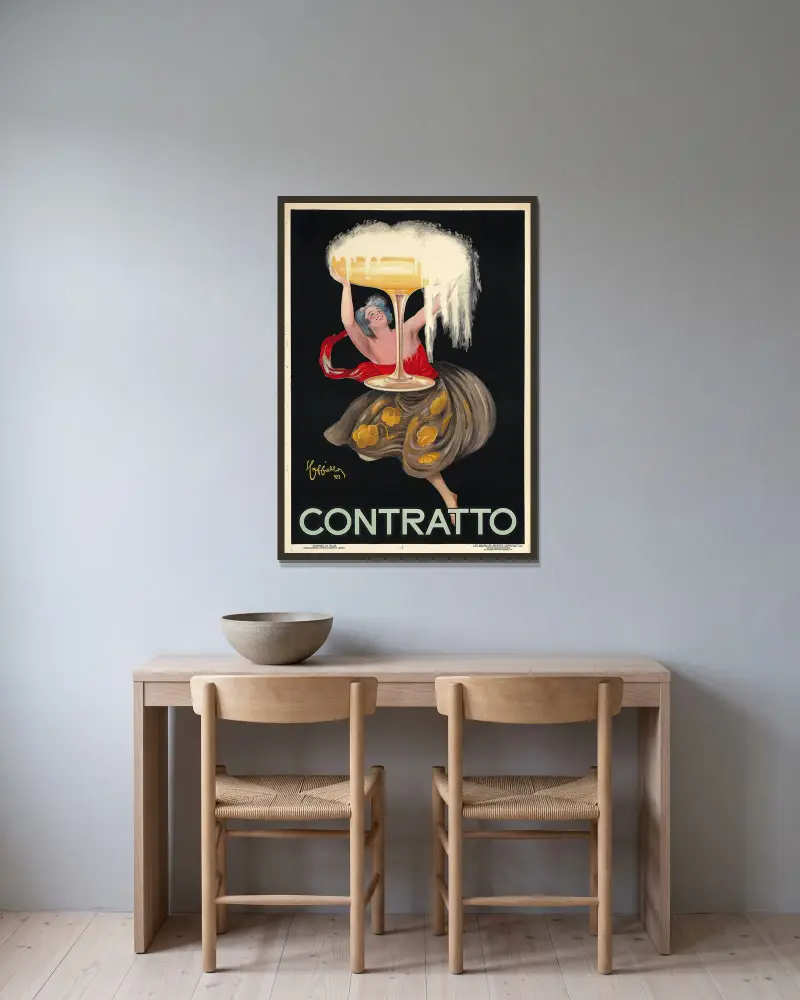 Contratto von Leonetto Cappiello gerahmt an einer Wand