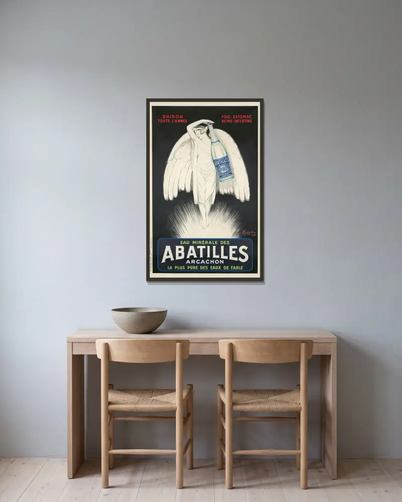 Eau Minérale des Abatilles av Leonetto Cappiello inramad på en vägg
