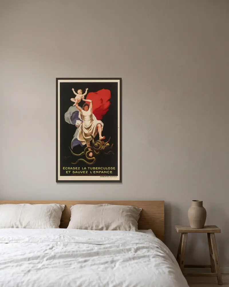 Krossa tuberkulosen och rädda barndomen av Leonetto Cappiello inramad på en vägg