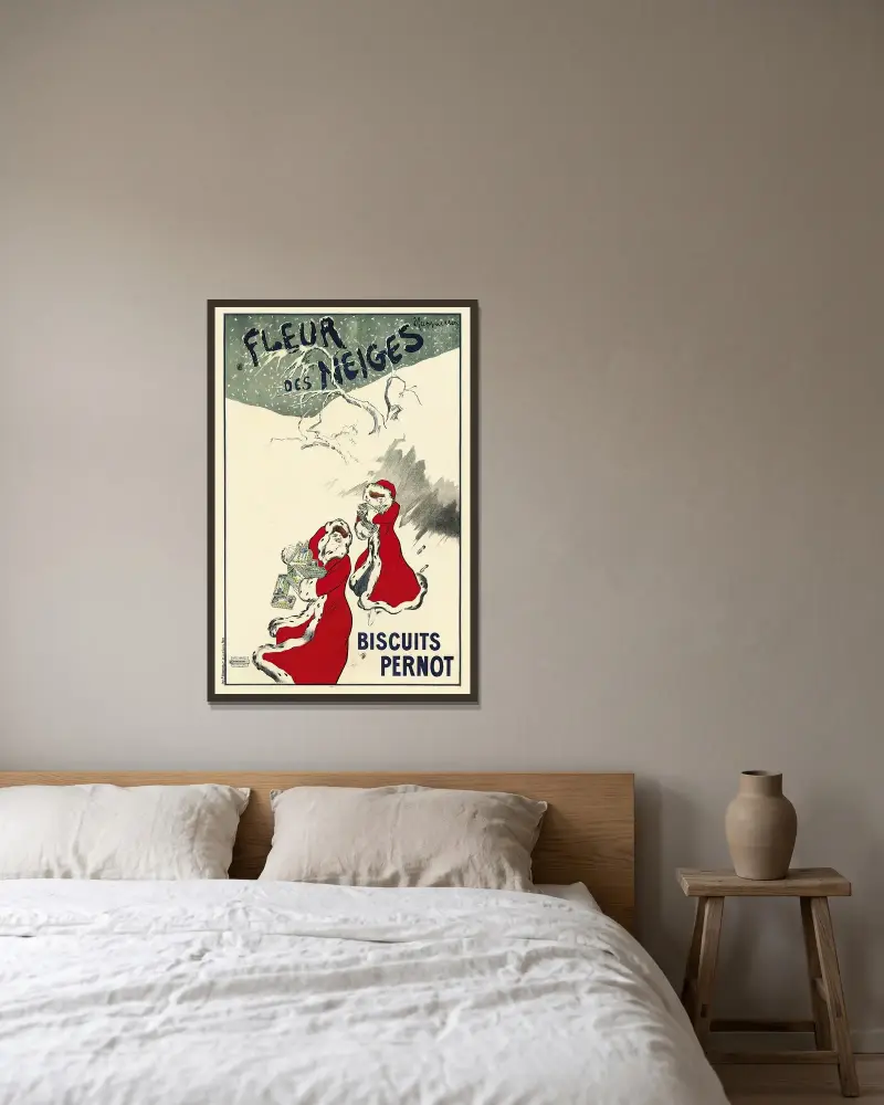 Fleur Des Nieges av Leonetto Cappiello inramad på en vägg