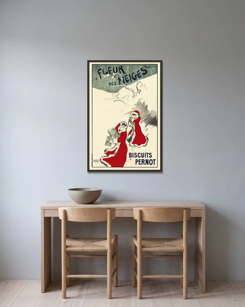 Fleur Des Nieges av Leonetto Cappiello inramad på en vägg