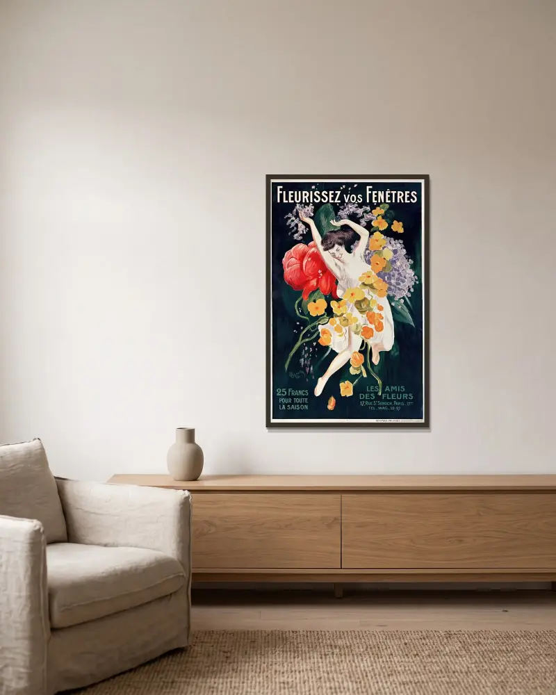 Gör era fönster blommande av Leonetto Cappiello inramad på en vägg