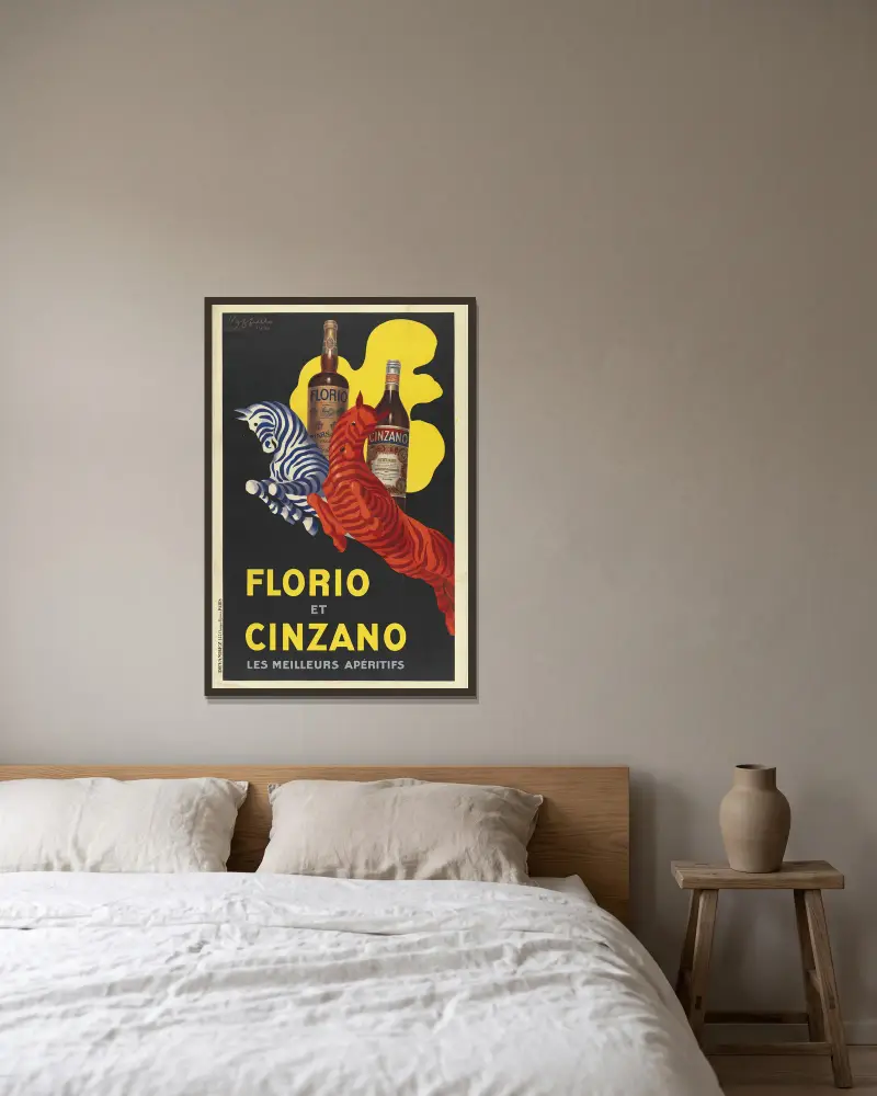 Florio et Cinzano, les meilleurs apéritifs av Leonetto Cappiello inramad på en vägg