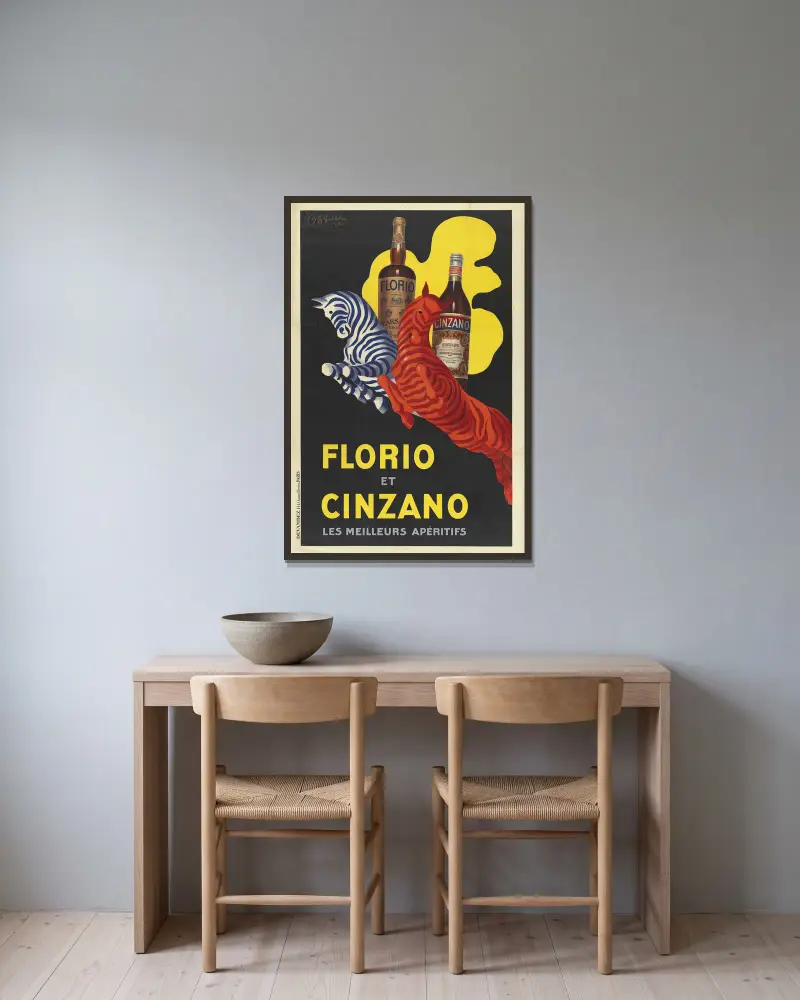 Florio et Cinzano, les meilleurs apéritifs av Leonetto Cappiello inramad på en vägg