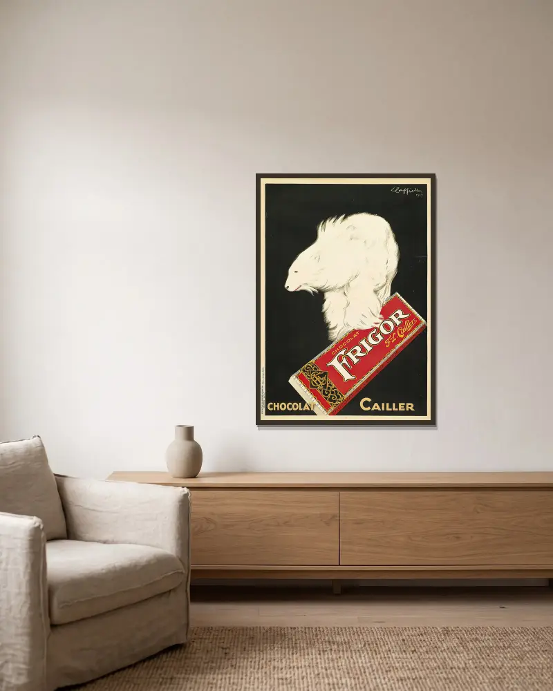 Frigor, Chocolat Cailler av Leonetto Cappiello inramad på en vägg