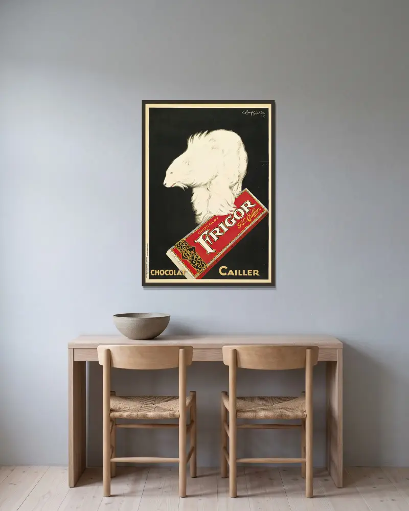 Frigor, Chocolat Cailler av Leonetto Cappiello inramad på en vägg