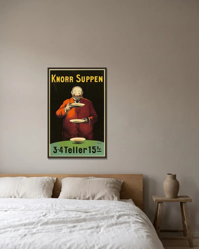 Knorr Suppen av Leonetto Cappiello inramad på en vägg