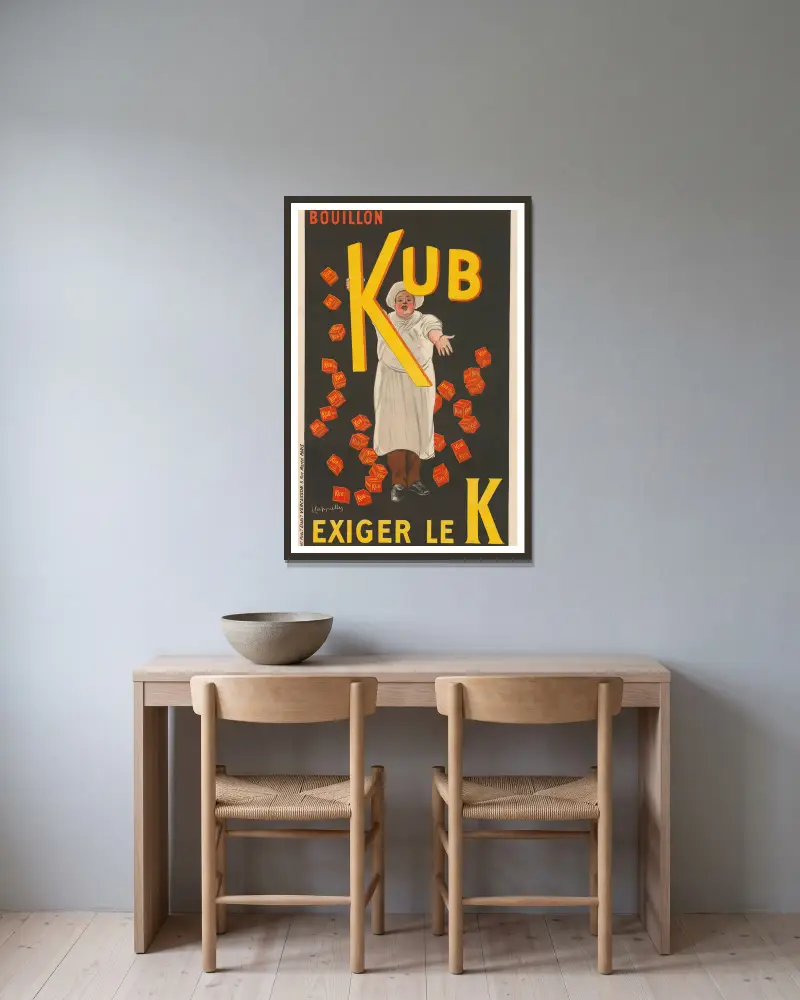 Kub. Exigez le kub av Leonetto Cappiello inramad på en vägg
