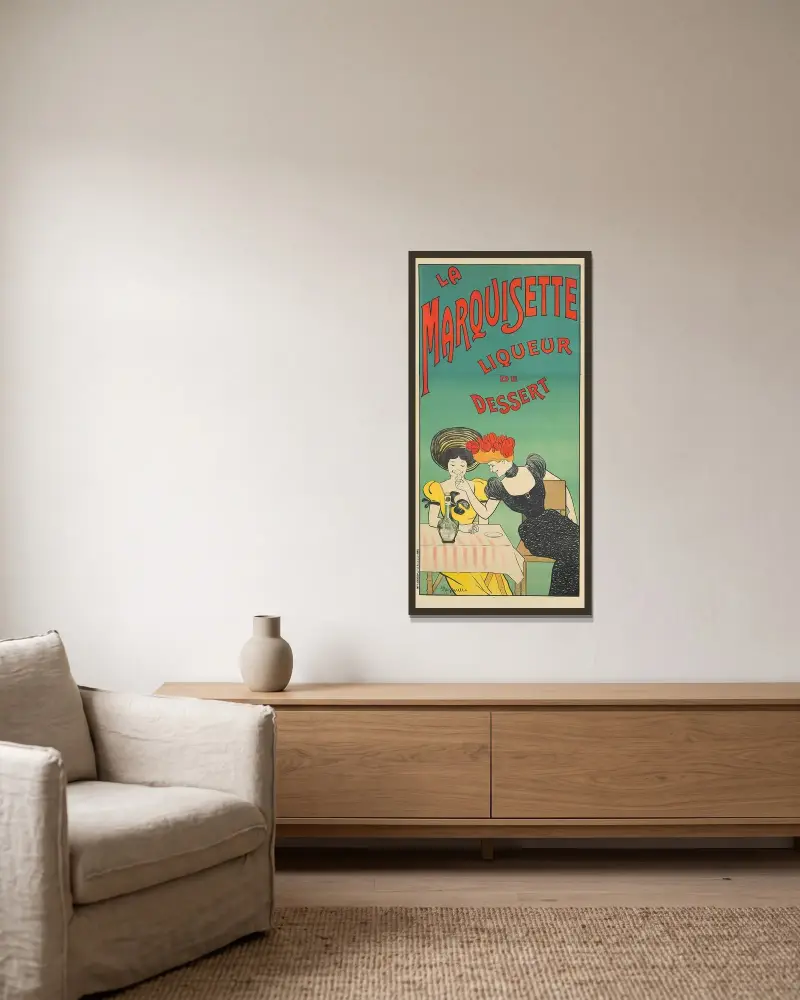 La Marquisette av Leonetto Cappiello inramad på en vägg