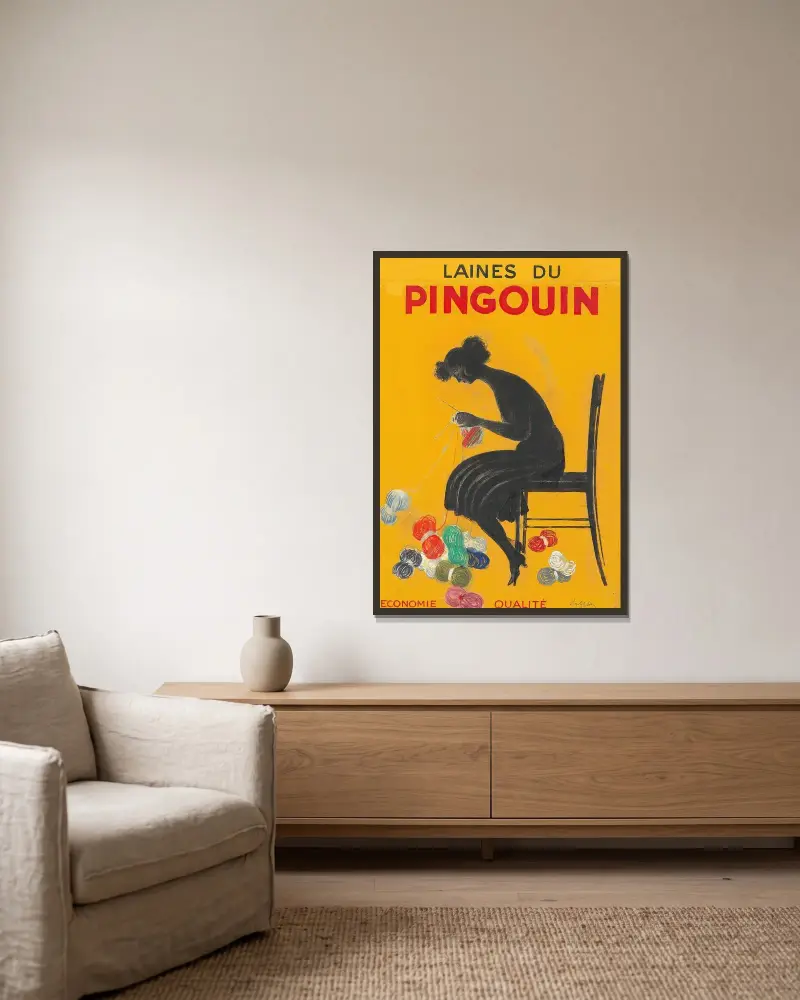 Pingvinens tyger av Leonetto Cappiello inramad på en vägg