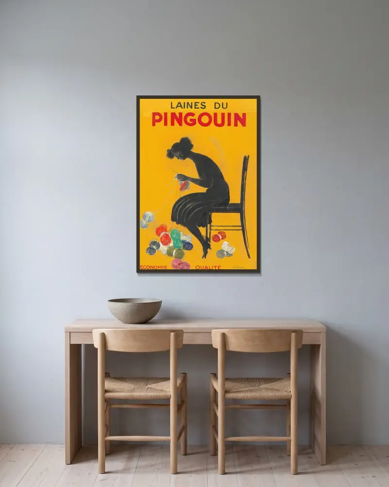Pingvinens tyger av Leonetto Cappiello inramad på en vägg