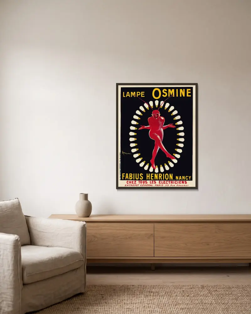 Lampe Osmine av Leonetto Cappiello inramad på en vägg
