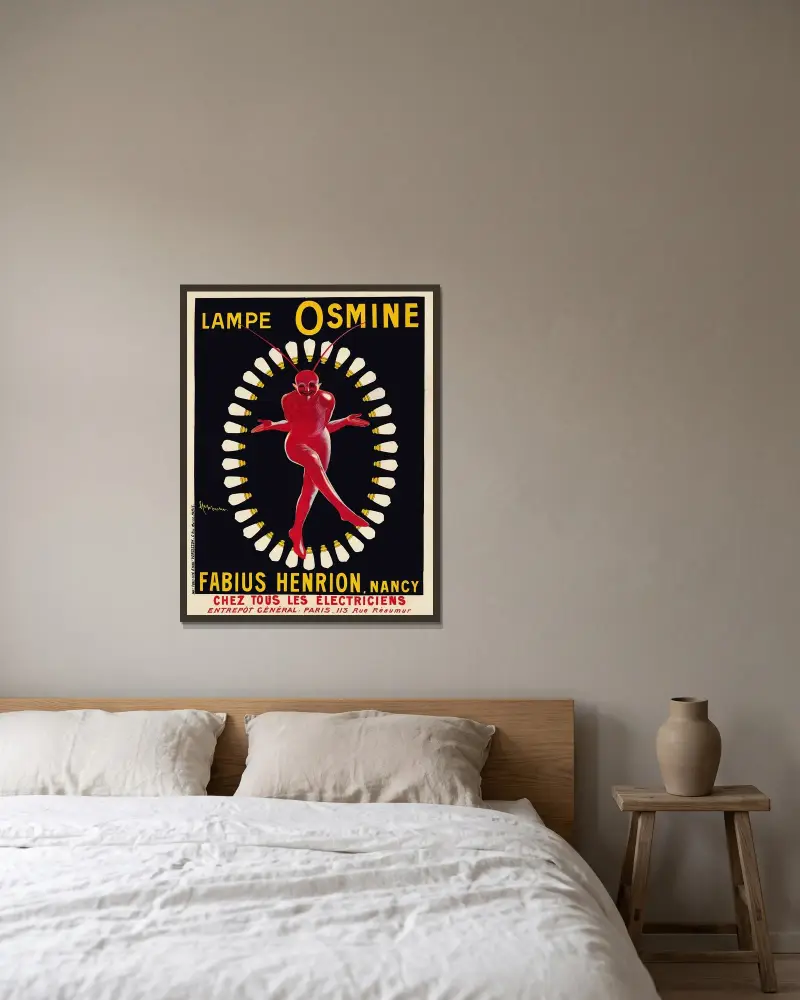 Lampe Osmine av Leonetto Cappiello inramad på en vägg