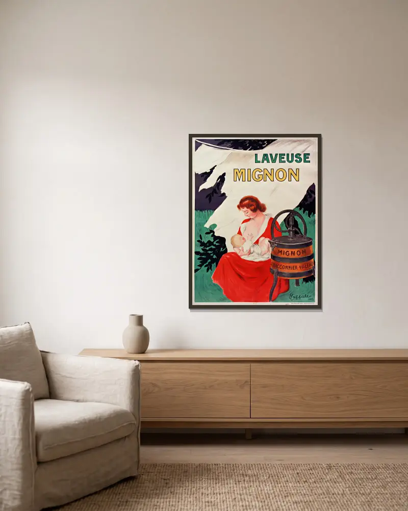 Laveuse Mignon von Leonetto Cappiello gerahmt an einer Wand