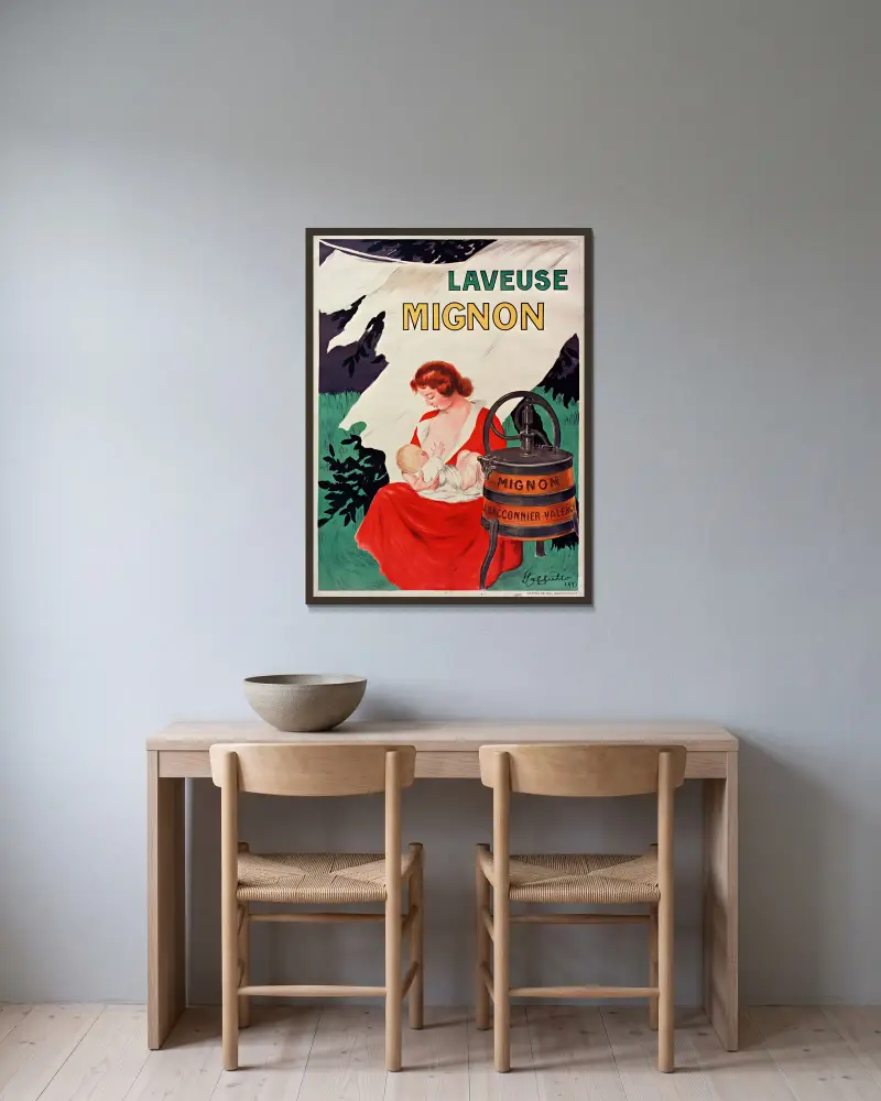 Laveuse Mignon von Leonetto Cappiello gerahmt an einer Wand