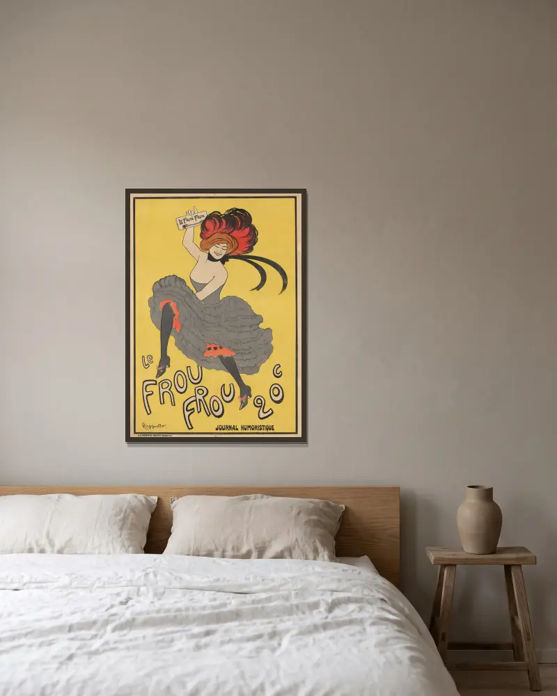 Le Frou Frou av Leonetto Cappiello inramad på en vägg