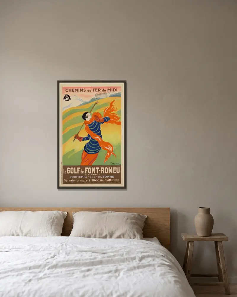 Le golf de Font-Romeu von Leonetto Cappiello gerahmt an einer Wand
