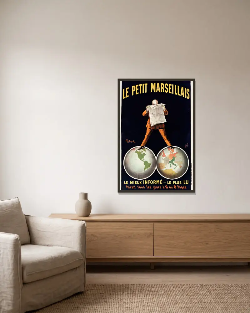 Le Petit Marseillais av Leonetto Cappiello inramad på en vägg