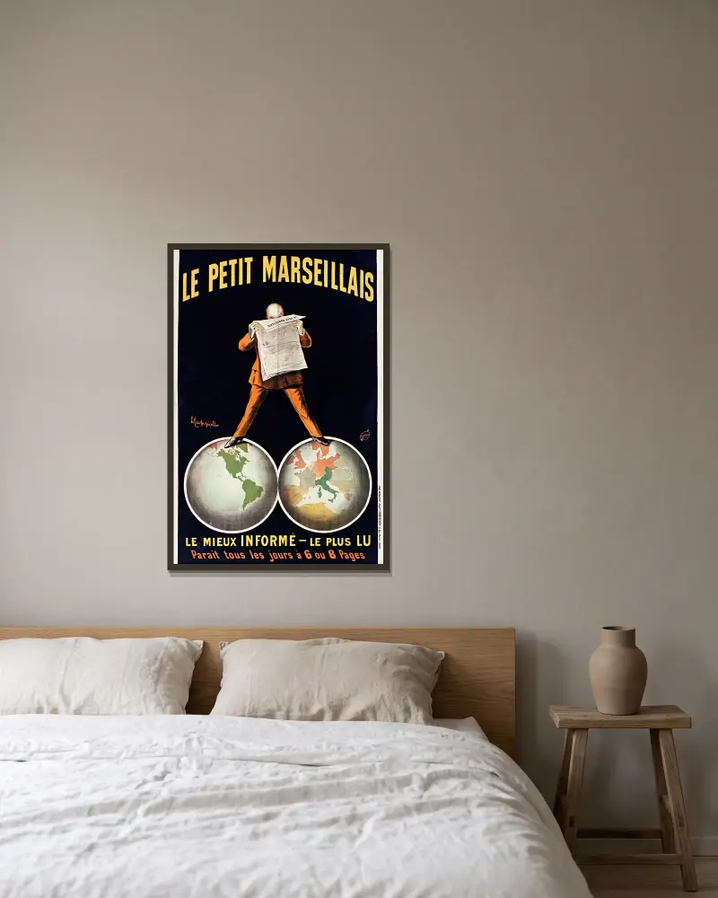 Le Petit Marseillais av Leonetto Cappiello inramad på en vägg