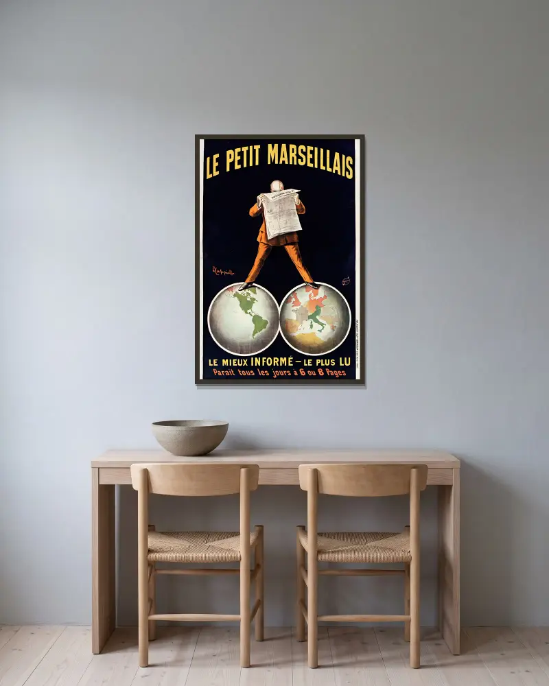 Le Petit Marseillais av Leonetto Cappiello inramad på en vägg