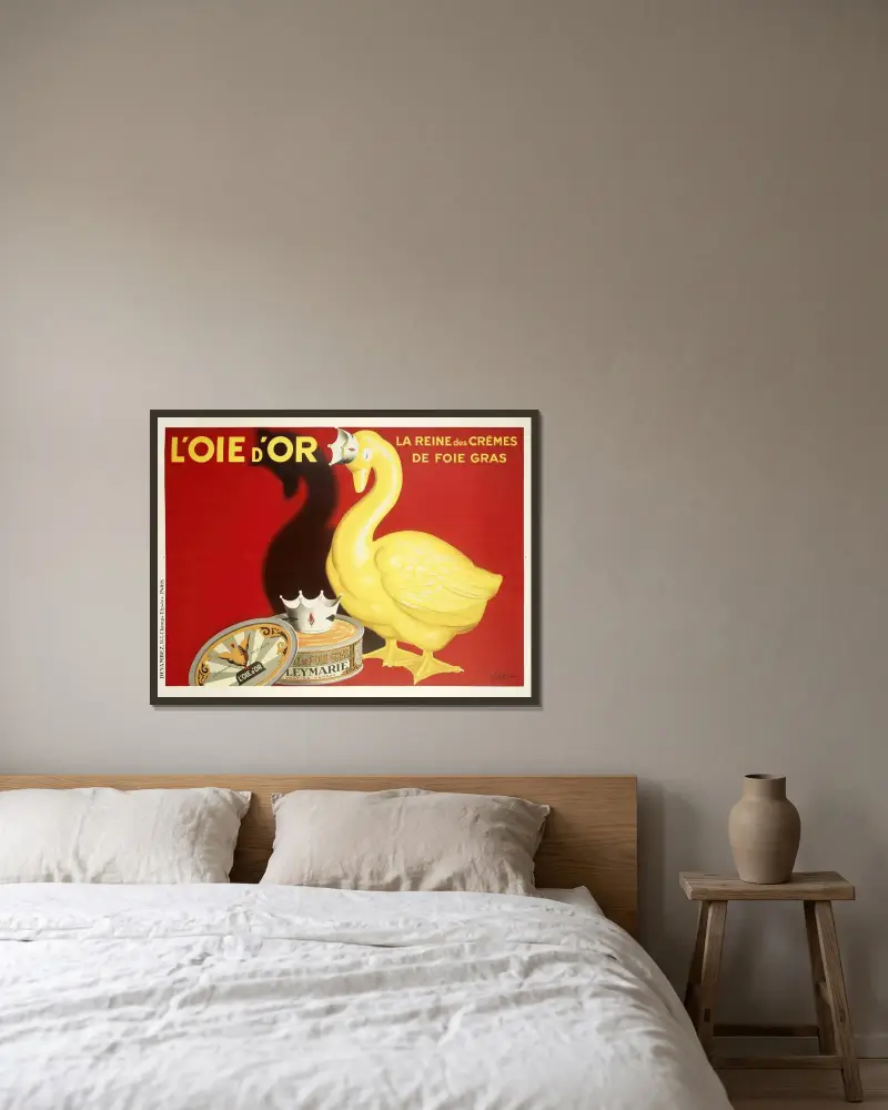 Den gyllene gåsen av Leonetto Cappiello inramad på en vägg