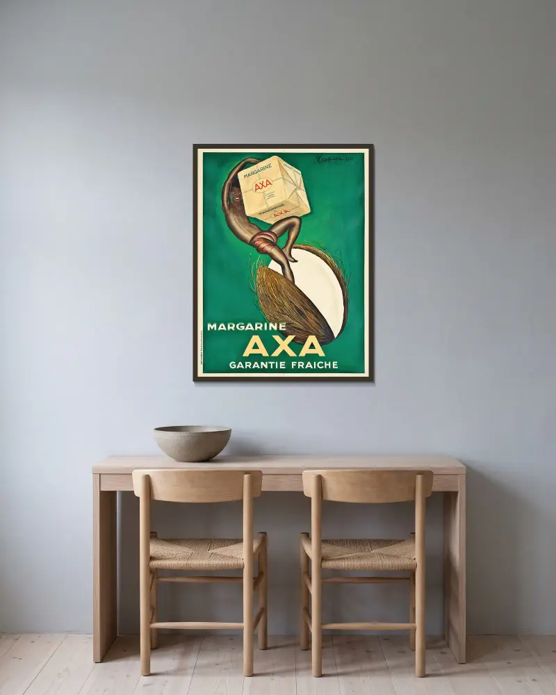 Margarine Axa av Leonetto Cappiello inramad på en vägg