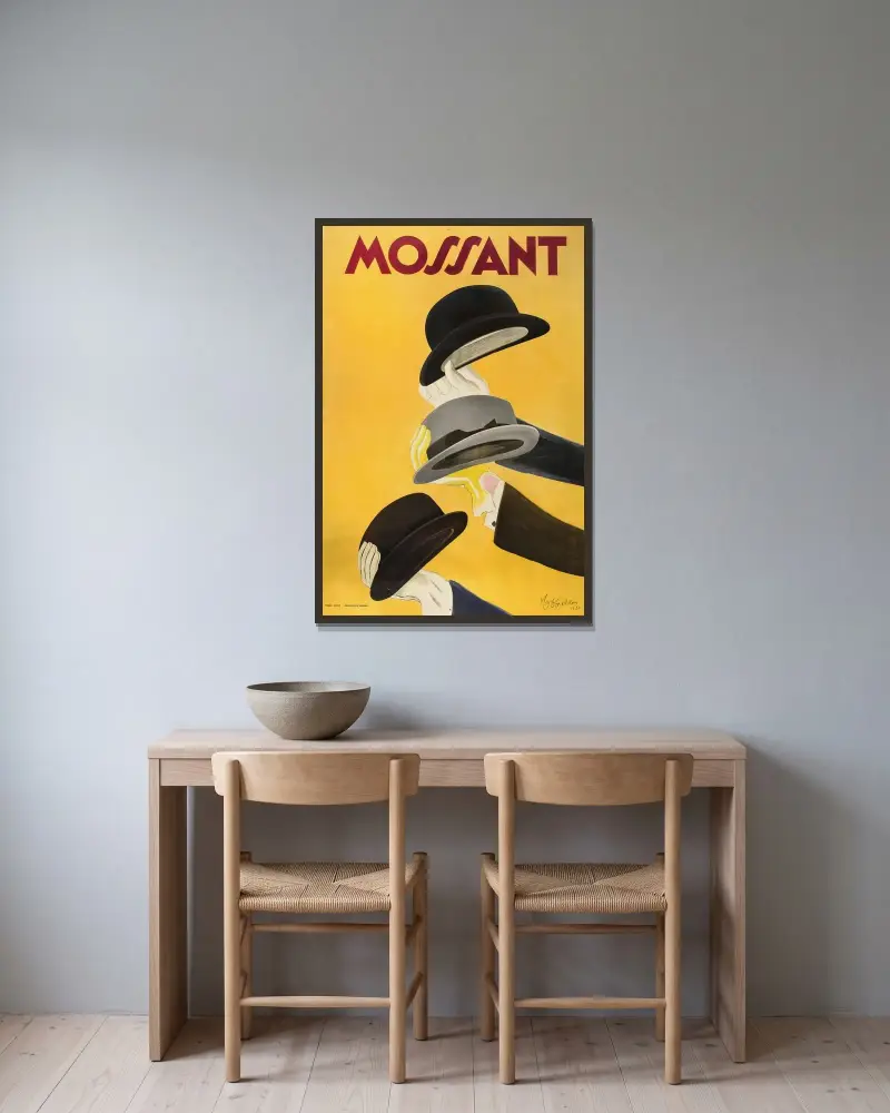 Mossant av Leonetto Cappiello inramad på en vägg