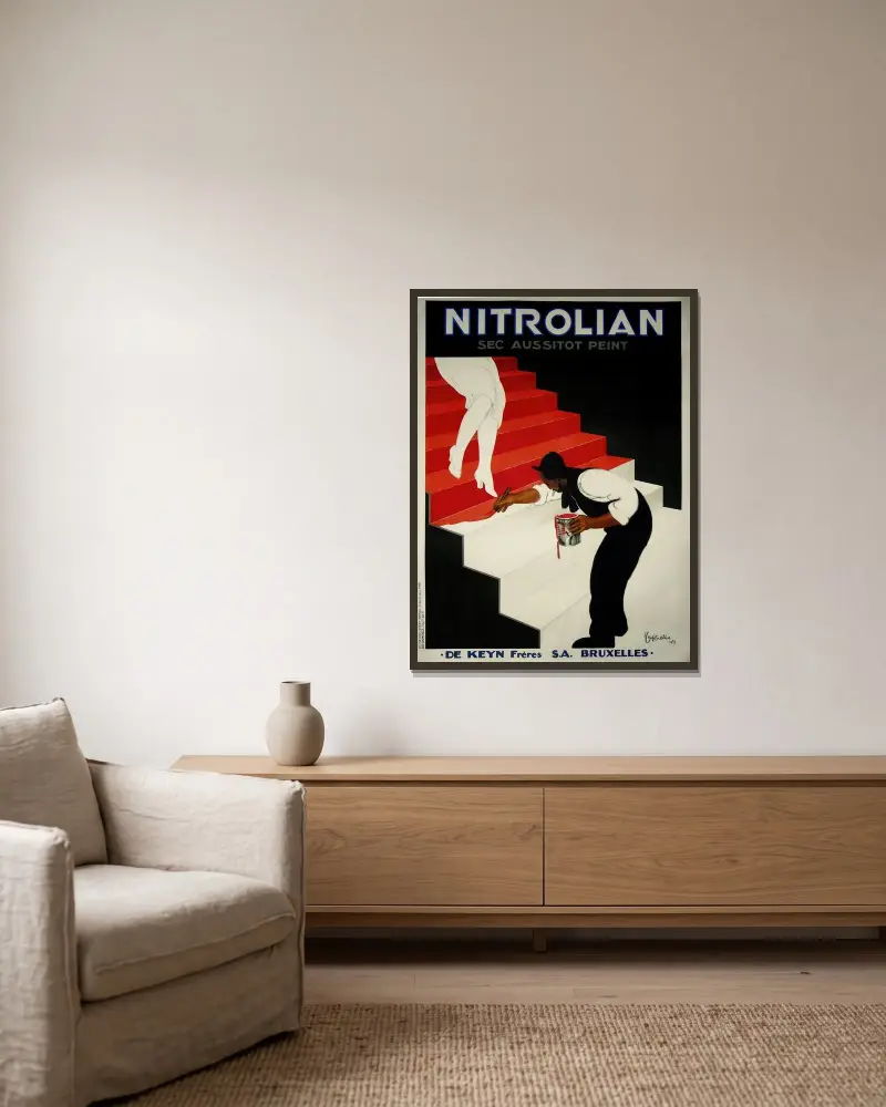 Nitrolian av Leonetto Cappiello inramad på en vägg