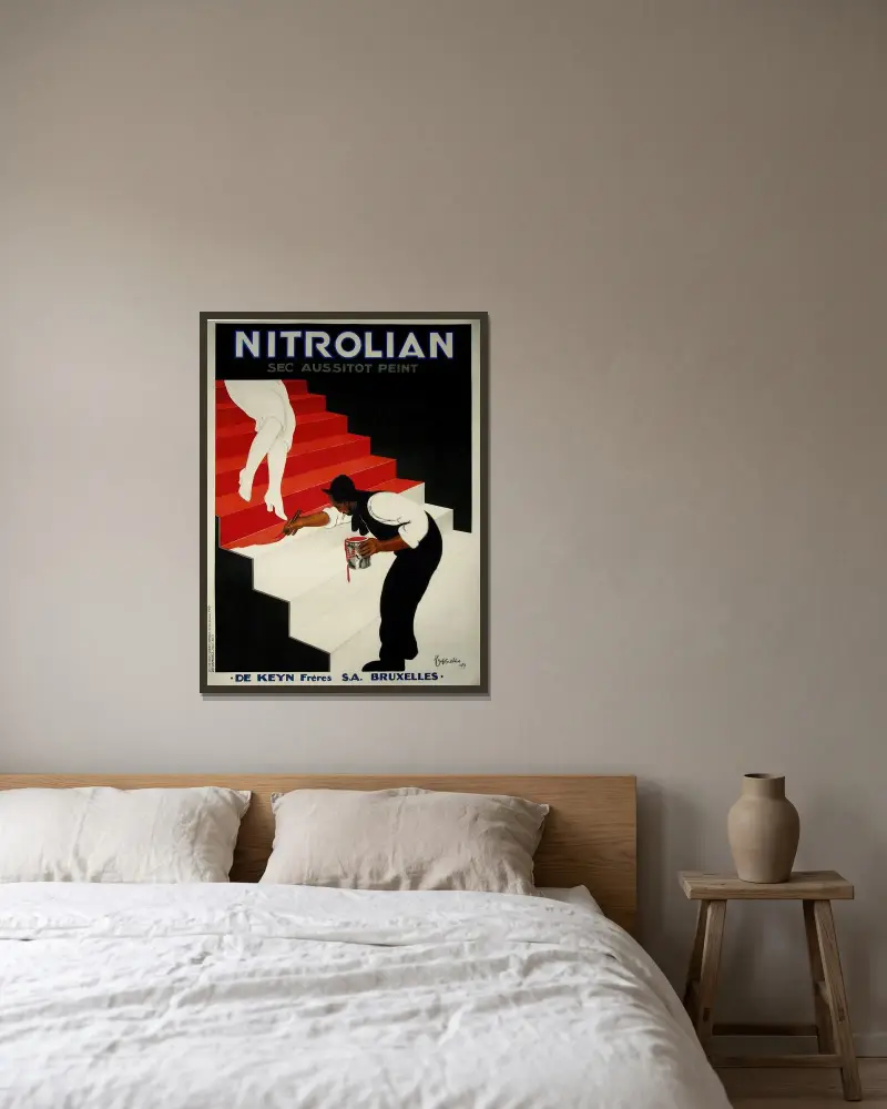 Nitrolian av Leonetto Cappiello inramad på en vägg