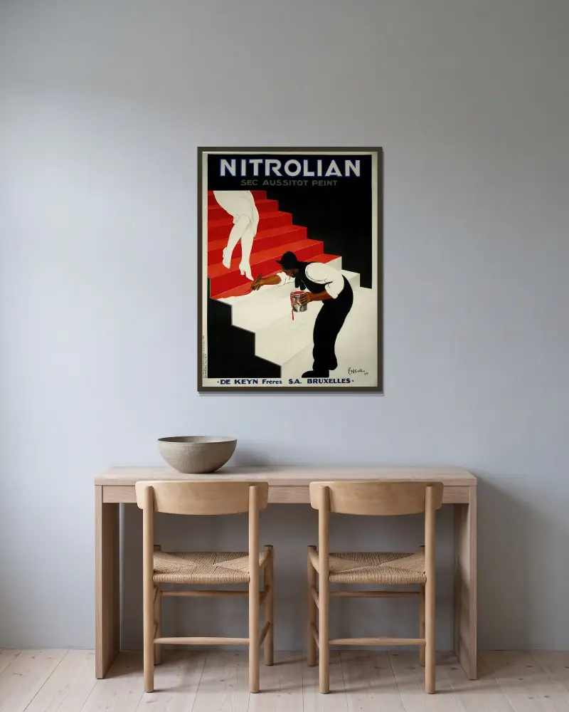 Nitrolian av Leonetto Cappiello inramad på en vägg
