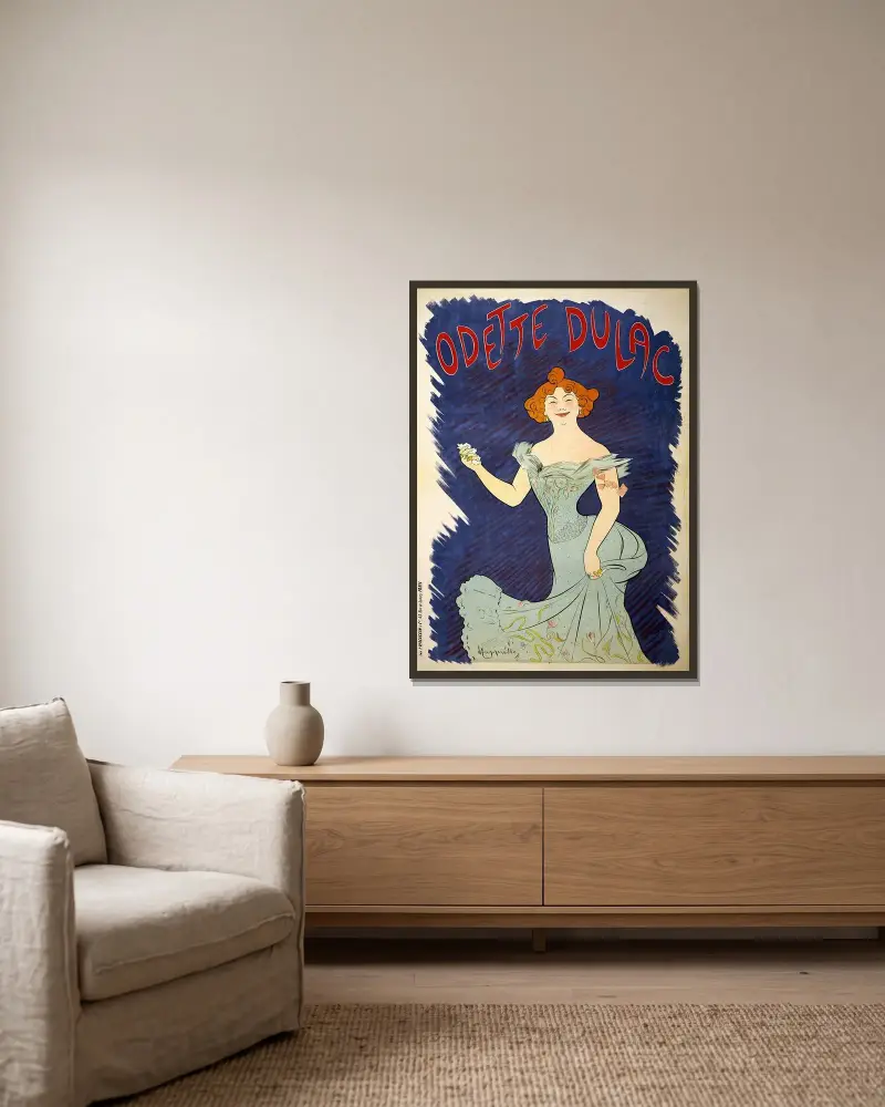 Odette Dulac av Leonetto Cappiello inramad på en vägg