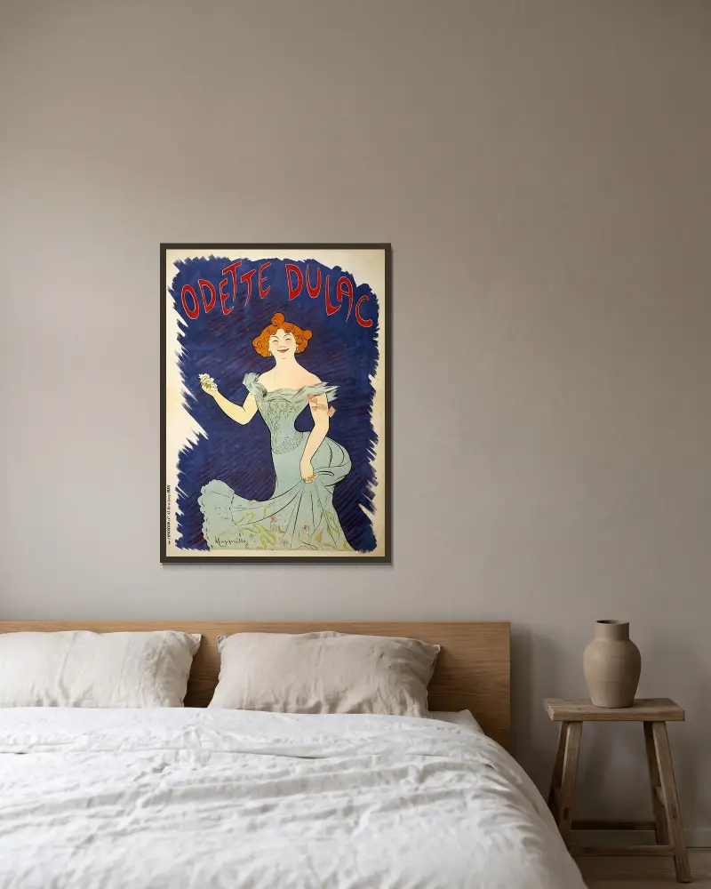 Odette Dulac av Leonetto Cappiello inramad på en vägg