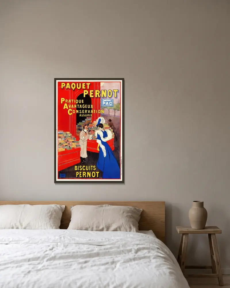 Paquet Pernot av Leonetto Cappiello inramad på en vägg