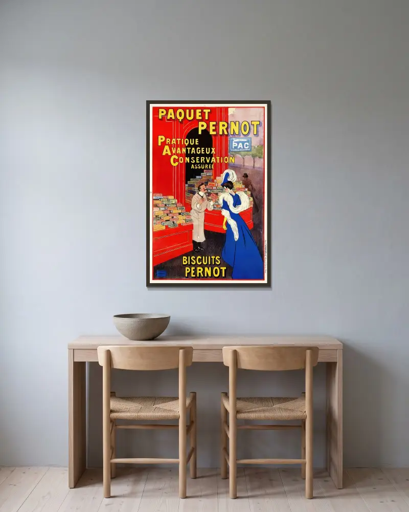 Paquet Pernot av Leonetto Cappiello inramad på en vägg
