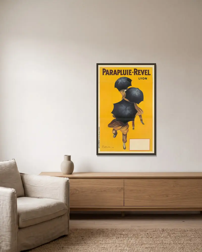 Parapluie-Revel av Leonetto Cappiello inramad på en vägg