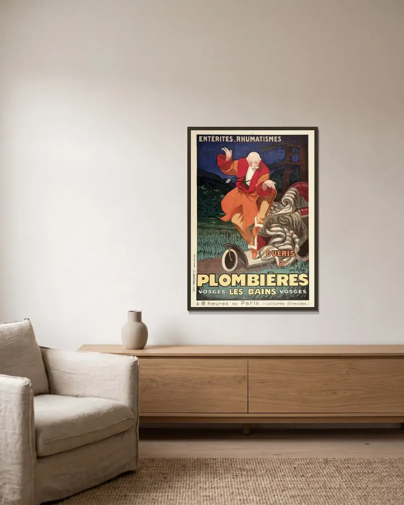 Plombières-Les-Bains av Leonetto Cappiello inramad på en vägg