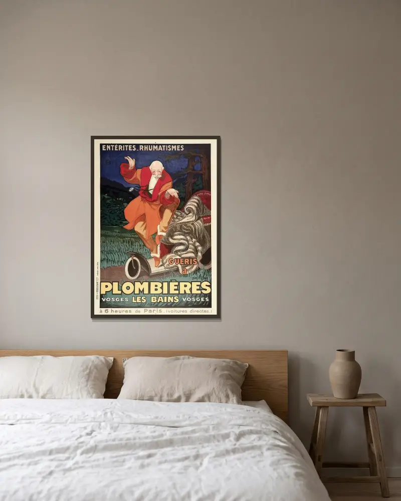 Plombières-Les-Bains av Leonetto Cappiello inramad på en vägg