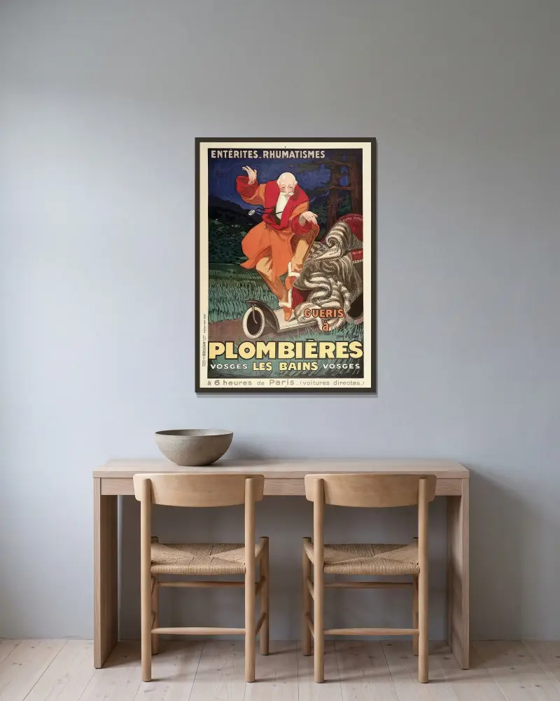 Plombières-Les-Bains av Leonetto Cappiello inramad på en vägg