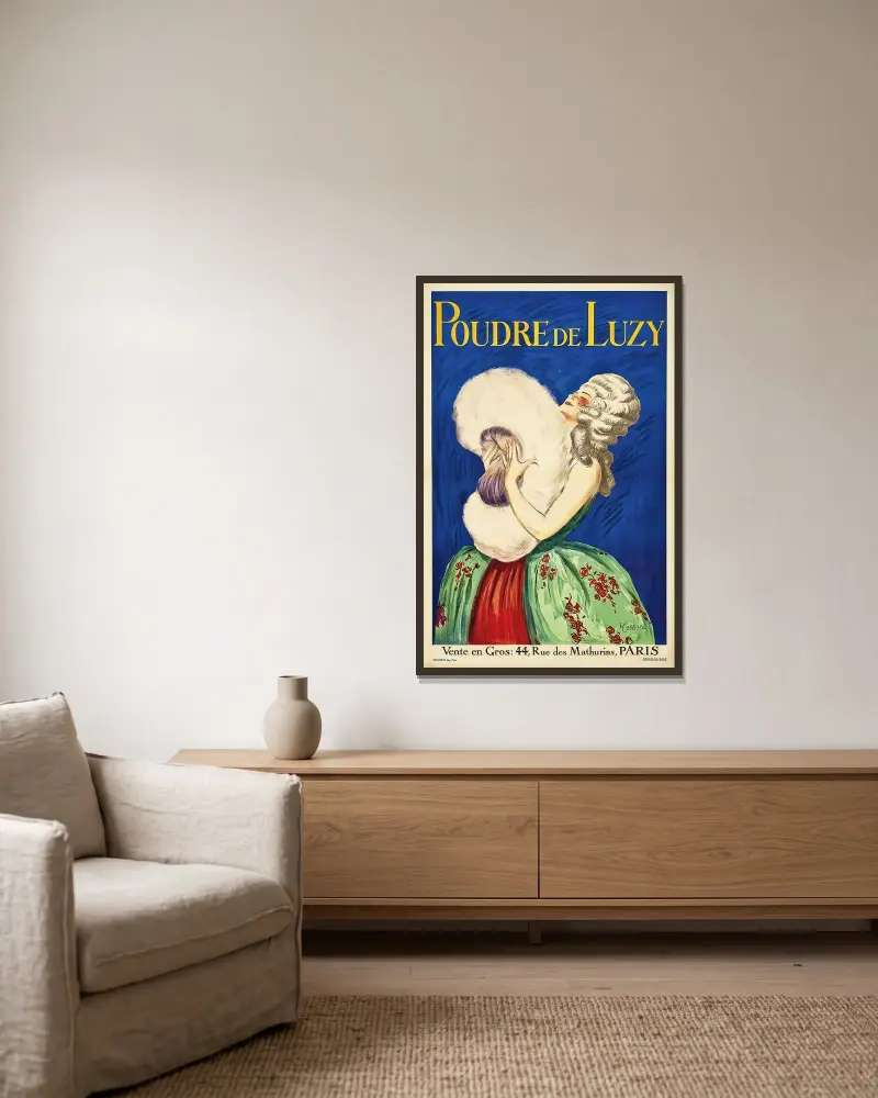 Poudre De Luzy av Leonetto Cappiello inramad på en vägg