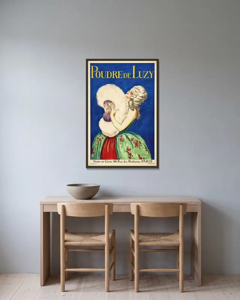 Poudre De Luzy av Leonetto Cappiello inramad på en vägg