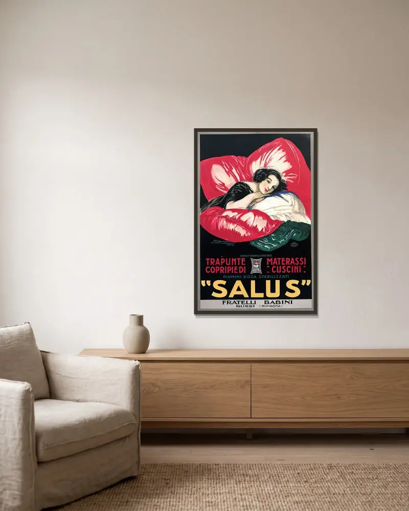 Salus av Leonetto Cappiello inramad på en vägg
