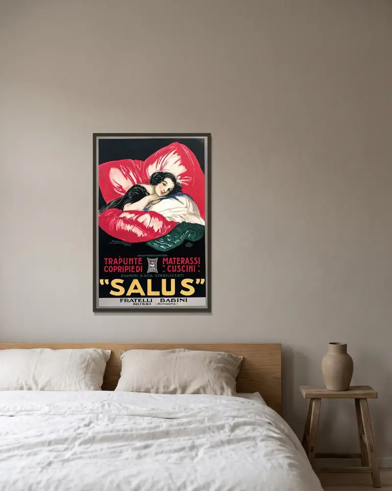 Salus av Leonetto Cappiello inramad på en vägg