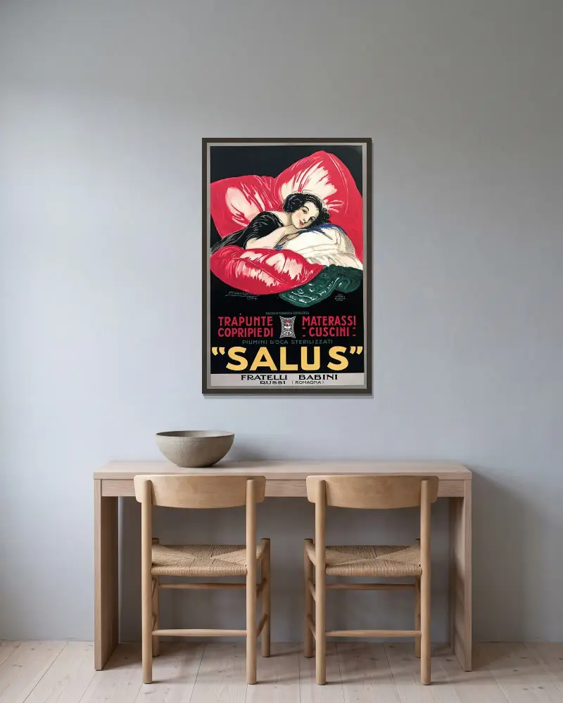 Salus av Leonetto Cappiello inramad på en vägg