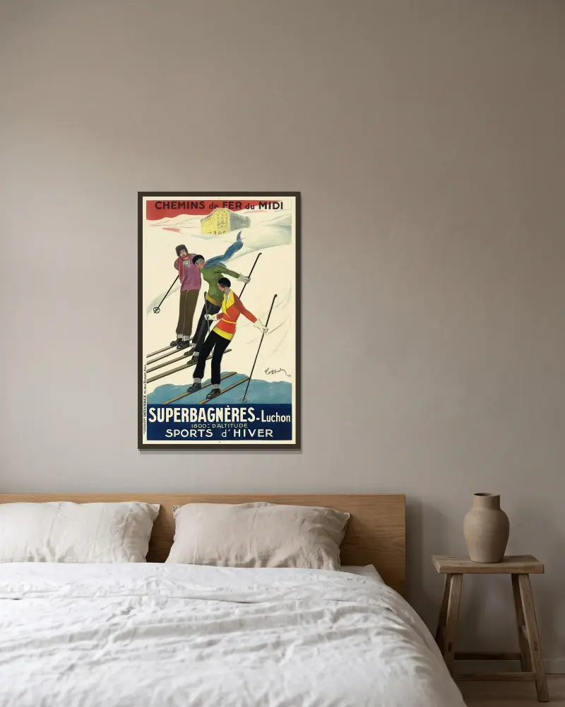 Superbagnères-Luchon av Leonetto Cappiello inramad på en vägg