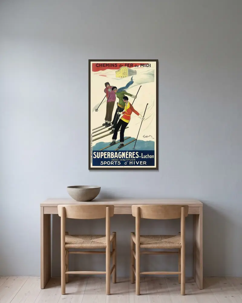 Superbagnères-Luchon av Leonetto Cappiello inramad på en vägg