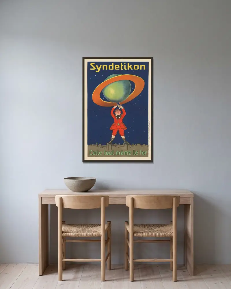Syndetikon av Leonetto Cappiello inramad på en vägg