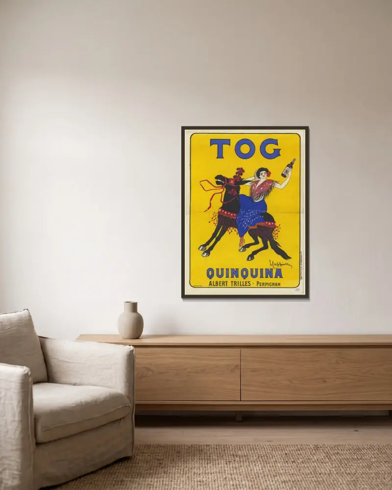 Tog. Quinquina. Albert Trilles-Perpignan av Leonetto Cappiello inramad på en vägg
