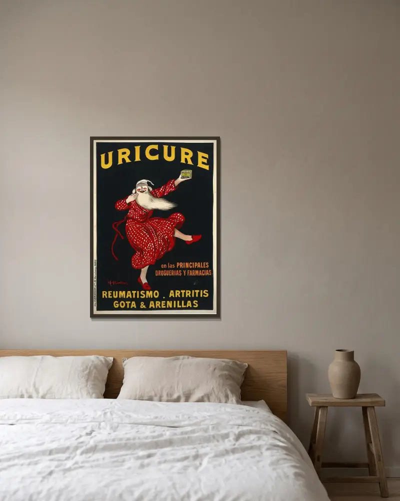Uricure av Leonetto Cappiello inramad på en vägg