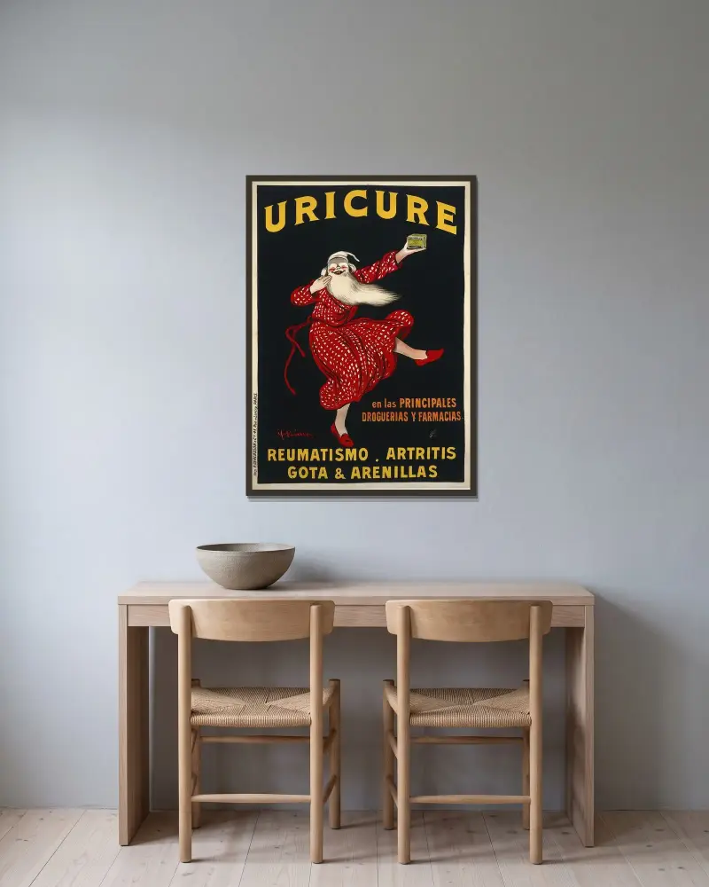 Uricure av Leonetto Cappiello inramad på en vägg